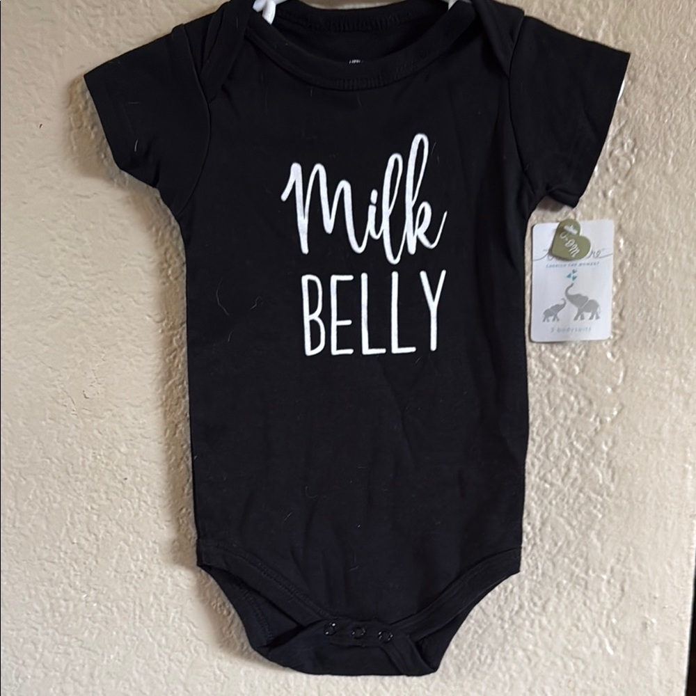 Black Bodysuit with Milk Belly Text